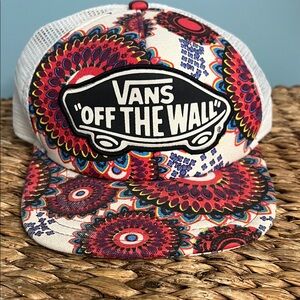 Vans Multicolor Floral Mesh Trucker Hat Snapback with Black Logo Patch